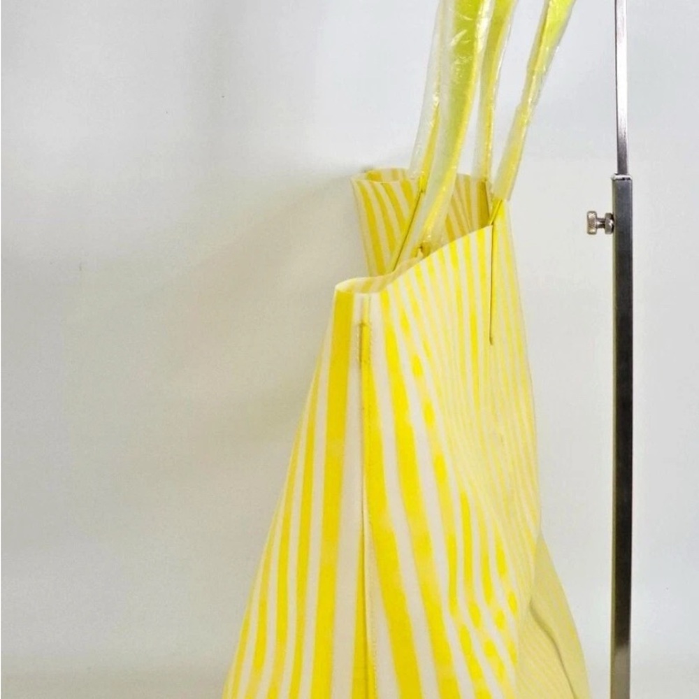 Drunk elephant yellow neon & white striped shopping/beach/ tote bag+coinbag NIP - Picture 5 of 10